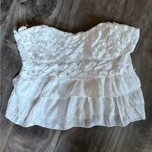 Elegant White Lace Strapless Top
